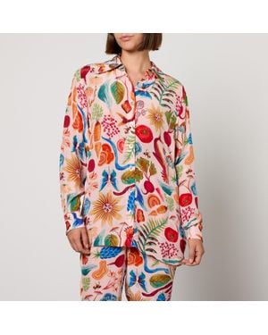 FARM Rio Printed Crepe Pajama Shirt - Red