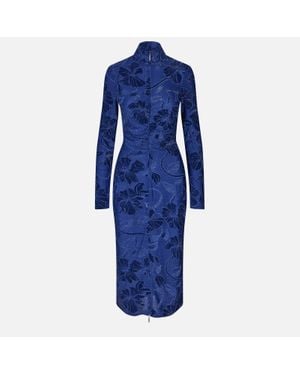 Stine Goya Gathered Lurex Midi Dress - Blue