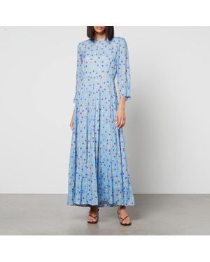 RIXO London Kristen Tiered Printed Voile Maxi Dress - Blue