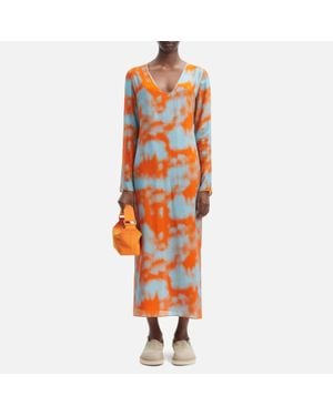 Samsøe & Samsøe Alina Tie-Dye Chiffon Dress - Orange