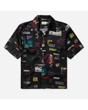 Aries Motel Luxe Hawaiian Viscose-Blend Short Sleeved Shirt - Black