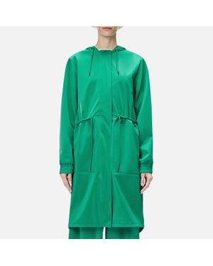 Rains String W Matte-Shell Parka Coat - Green