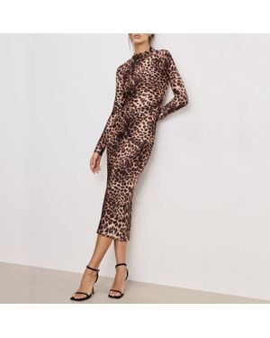 GOOD AMERICAN Shine Stretch-Satin Midi Dress - Brown