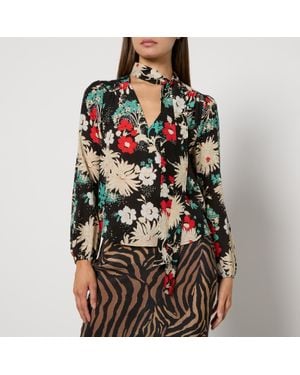 RIXO London Moss Floral-Print Silk-Chiffon Blouse - Multicolour