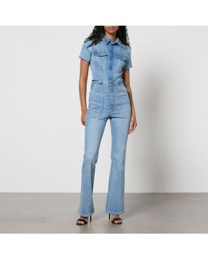 GOOD AMERICAN Fit For Success Bootcut Denim Jumpsuit - Blue
