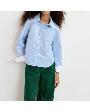 Essentiel Antwerp Giuliano Sequin Cotton-Poplin Shirt - Blue