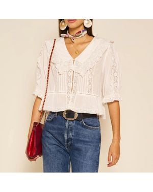 RIXO London Ellery Cotton-Voile Top - White