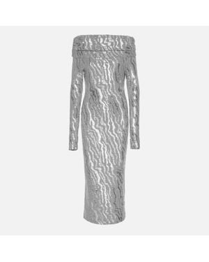 ROTATE BIRGER CHRISTENSEN Sequinned Jersey Midi Dress - Gray