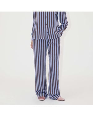 Stine Goya Striped Satin Long Pants - White