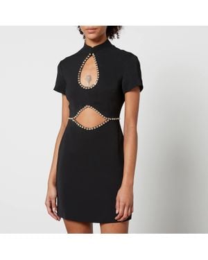 De La Vali Mercy Rhinestone-Embellished Crepe Mini Dress - Black