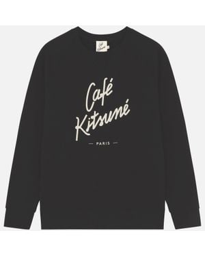 Café Kitsuné Logo-Print Cotton-Jersey Sweatshirt - Black
