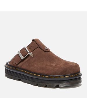 Dr. Martens Zebzag Faux Fur-Lined Suede Mules - Brown