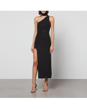 De La Vali Graceland Diamante Satin Midi Dress - Black