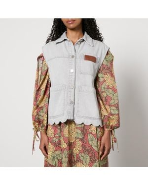 Stella Nova Scalloped Denim Vest - Brown