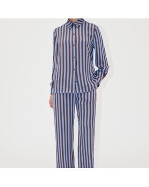 Stine Goya Striped Satin Shirt - Blue