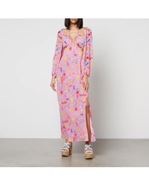 RIXO London Kamilla Printed Silk-Chiffon Midi Dress - Pink