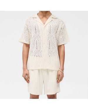 Represent All Over Cotton-Blend Crochet Shirt - Natural