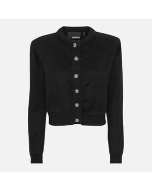 ROTATE BIRGER CHRISTENSEN Fitted Button-Down Knitted Cardigan - Black