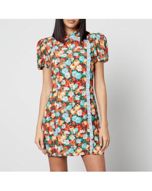 Kitri Philippa Floral-Print Crepe Mini Dress - Blue