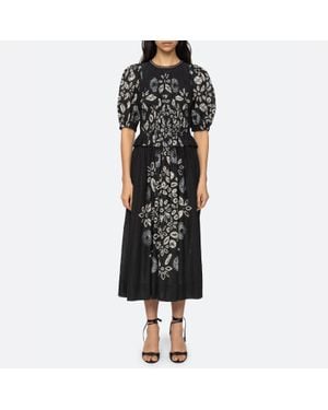 Sea Thea Printed Cotton-Blend Gauze Dress - Black