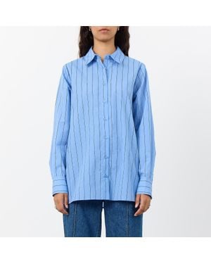 Levete Room Ingelin Stripe Organic Cotton-Blend Shirt - Blue