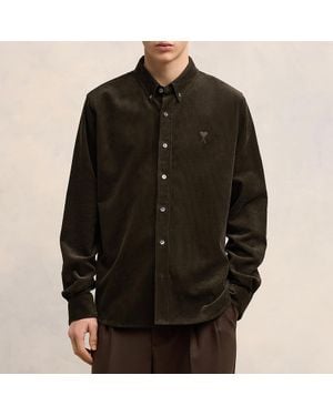 Ami Paris Cotton-Corduroy Classic Fit Shirt - Black