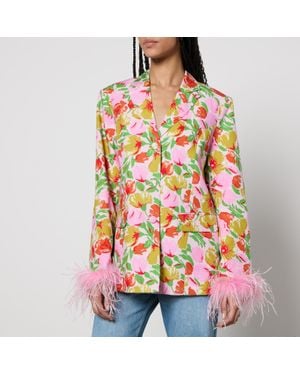 Kitri Emilia Floral-Print Tencel And Linen-Blend Blazer - Multicolour