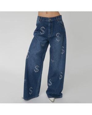 Stella Nova Washed Denim Wide-Leg Jeans - Blue