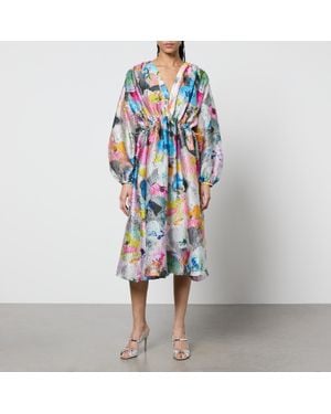 Stine Goya Veroma Floral-Print Jersey Midi Dress - Blue