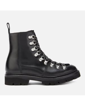 Grenson Nanette Leather/Shearling Hiking Style Boots - Black