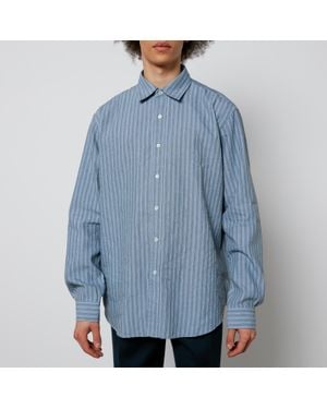 Maison Margiela Linen-Blend Seersucker Shirt - Blue