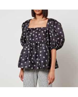 Stine Goya Kinsley Floral-Print Organza Top - Black