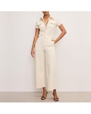 GOOD AMERICAN Fit For Success Denim Palazzo Jumpsuit - Natural