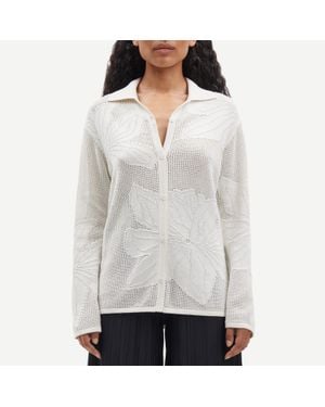 Samsøe & Samsøe Sacona 12923 Floral-Jacquard Organic Cotton-Blend Shirt - White