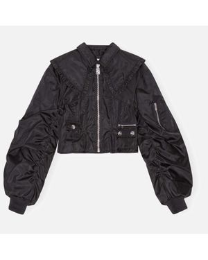 Ganni Duchesse Satin Fitted Jacket - Black