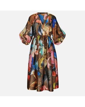 Stine Goya Floral-Print Cloqué Midi Dress - Multicolor