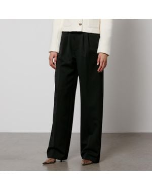 Anine Bing Carrie Twill Wide-Leg Pants - Black