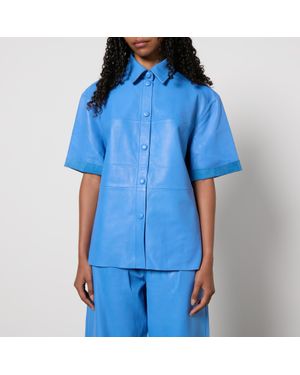 Stella Nova Panelled Leather Shirt - Blue