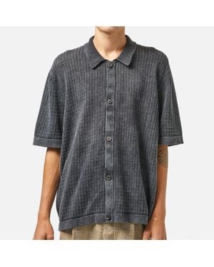 Corridor NYC Acid Wash Pima Cotton Pointelle-Knit Shirt - Gray