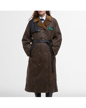 BARBOUR X GANNI Waxed-Cotton Trench Coat - Brown