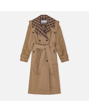 Ganni Bonded Cotton Oversized Trench Coat - Natural