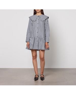 関税送料込♪GANNI/Black and White Stripe Mini Shirt Dress Ganni Black and White Stripe Mini Shirt Dress | Liberty