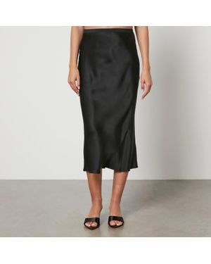 Anine Bing Silk-Satin Midi Skirt - Black