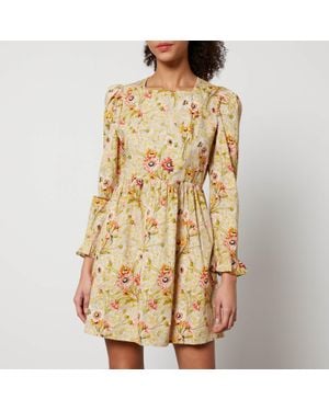 Batsheva X Laura Ashley Prairie Floral-Print Cotton Mini Dress - Metallic