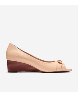 Cole Haan Go-To Malta Peep Toe Bow Wedges - Pink