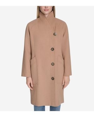Cole Haan Chevron Wool Coat - Natural