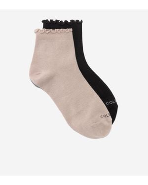 Cole Haan 2-Pair Ruffle Quarter Ankle Socks - Natural
