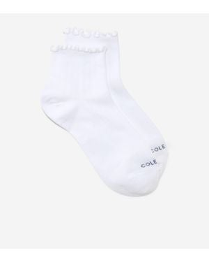 Cole Haan Women's 2-pair Ruffle Quarter Ankle Socks - White