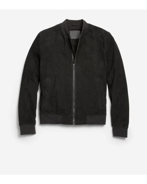 Cole Haan Zip-Up Suede Jacket - Black