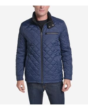Cole Haan Faux Suede Quilted Jacket - Blue